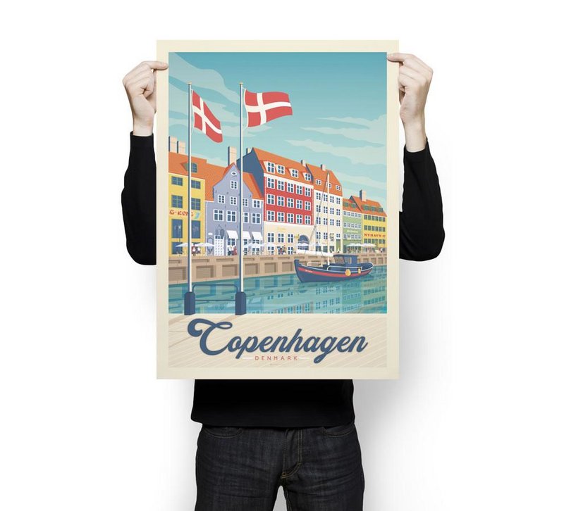 Vintage København plakat | Plakat By København Danmark