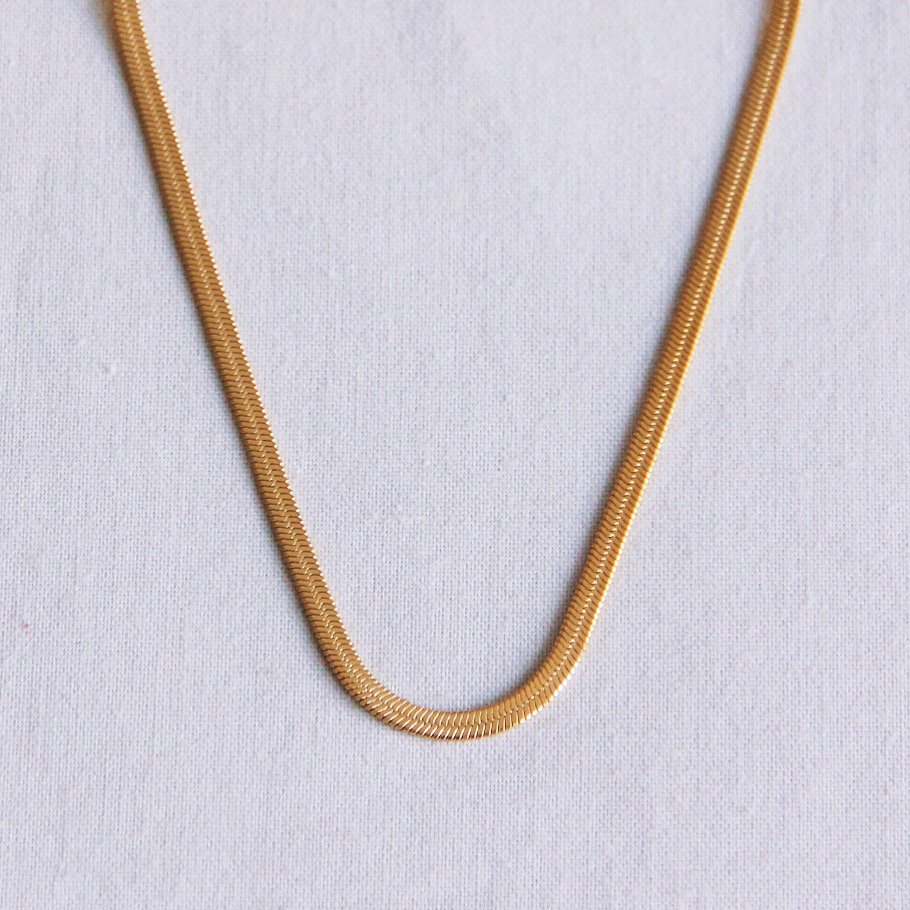 Flad "Snake" kæde 3mm - guld farve