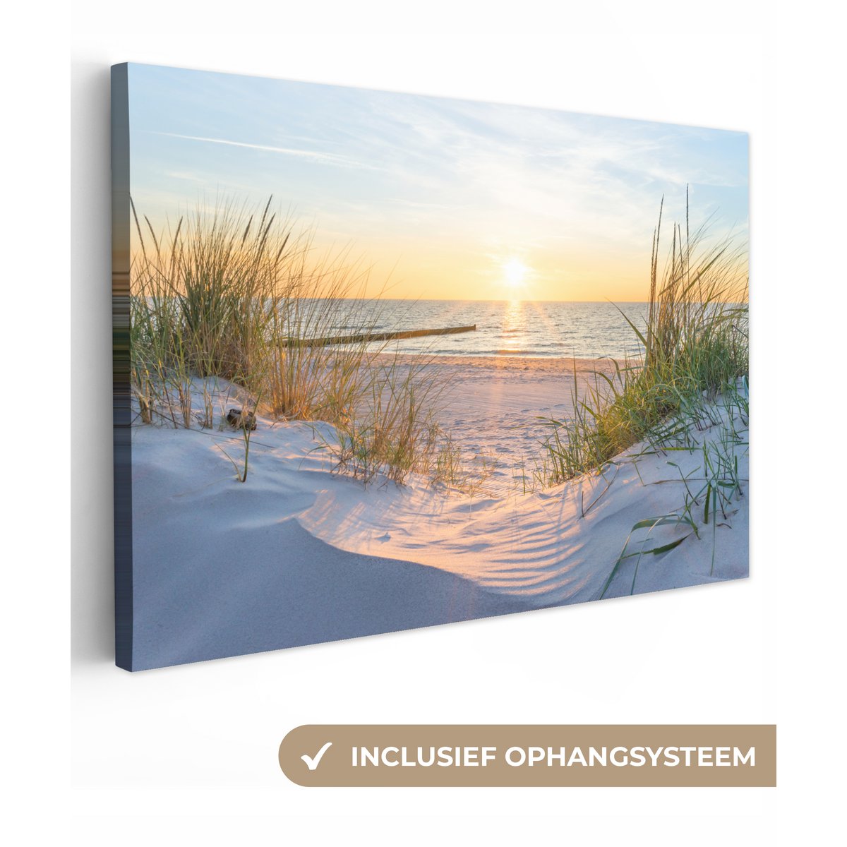 Pintura de lienzo - Decoración de pared - Playa - Sol - Dune - hierba - arena - horizonte