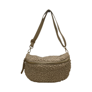 LEATHER TRIMMED TEDDY BELT BAG
