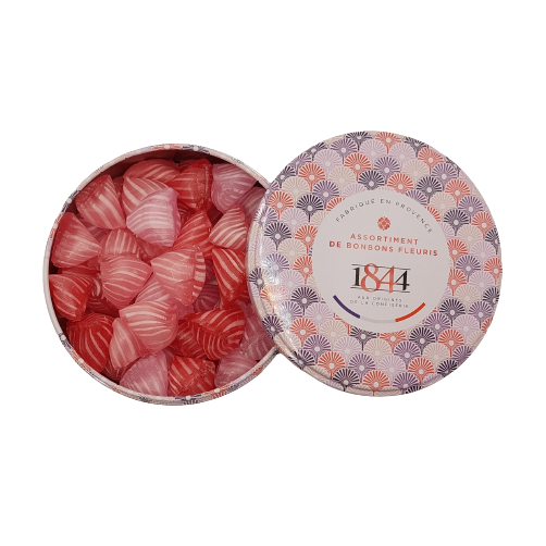 Lavendel Rose Poppy assortiment snoepjes - Metalen doos - 200g