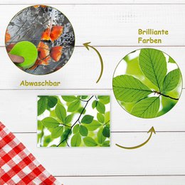 Artipics placemats beech light 4 piece placemats washable plastic each 42 x 30 cm green summer natural table decoration for the kitchen, dining area, guests, indoors, outdoors