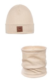 Set aus Mütze und Schal SMILE – Baumwolle – Beige