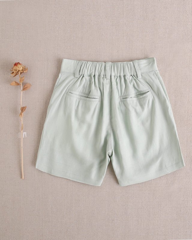 Boy en lin vert Bermuda M141-29502341