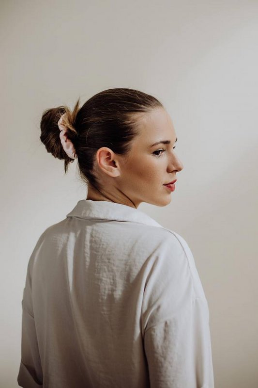 Silk Scrunchie L Størrelse Pink