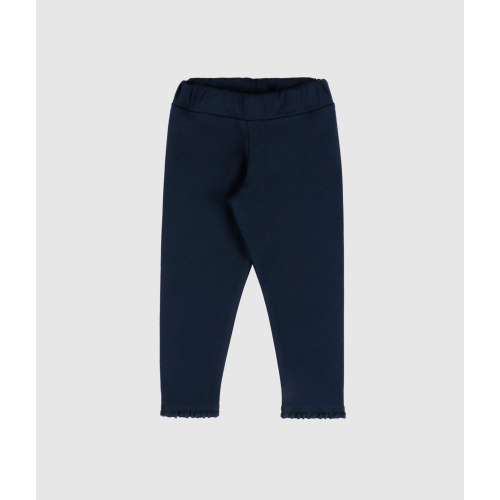 Mädchen-Leggings aus gebürstetem Jersey mit Spitzenbesatz