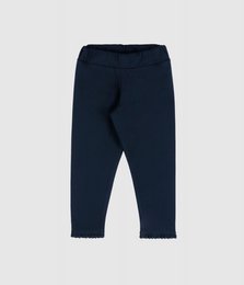 Mädchen-Leggings aus gebürstetem Jersey mit Spitzenbesatz