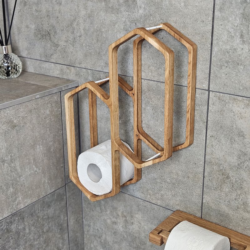 Toilet Paper Holder for Wall Mounting, Wooden Bathroom Storage Rack for 4 Rolls, Compact Organizer for Bathrooms