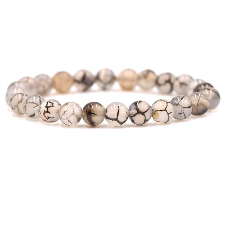 Sattva rocce | DRAGO INTERIORE | Bracciale di guarigione dell'agata del drago 8mm Mala