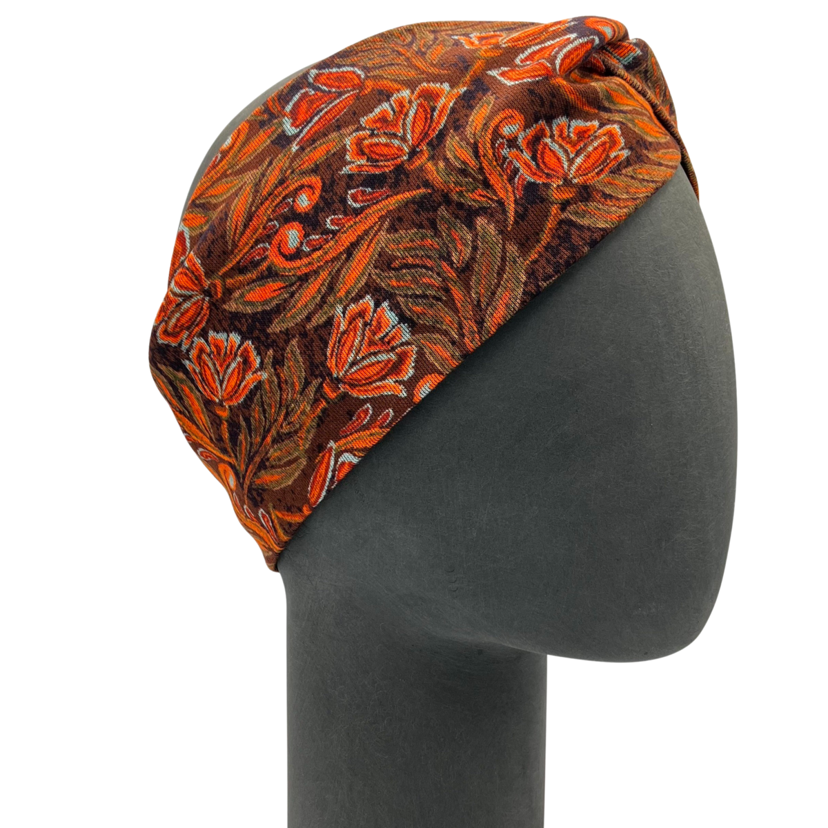 Twist-hoofdband - Oranje Indiase bloem, Ponte Jersey