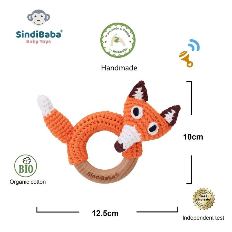 Crocheted grasping toy fox FRED (organic)