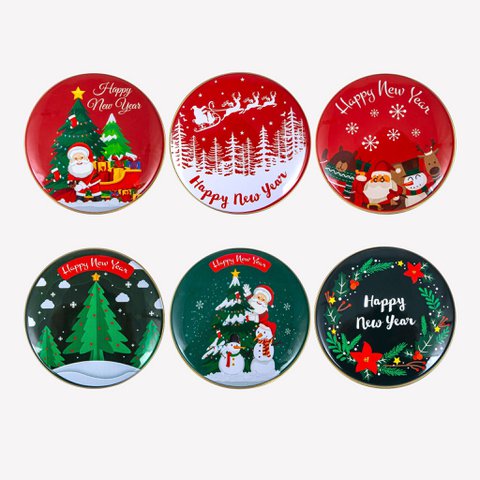 Natural olive oil soap in a festive metal can - 6 Set - Christmas motifs - fragrance mix