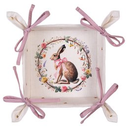 Brotkorb 35x35x8 cm Beige Baumwolle