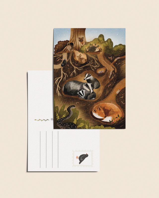 “Onder de grond” – A6 Geïllustreerde Kaart | 350gsm Tintoretto Gesso