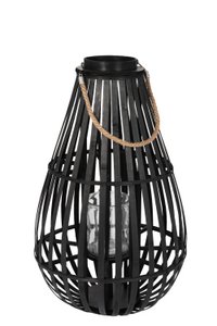 J-Line lantern Drop shape - bamboo - black - medium