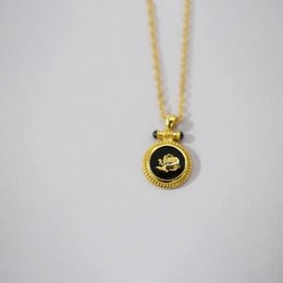 Midnight Rose Enamel Pendant Necklace
