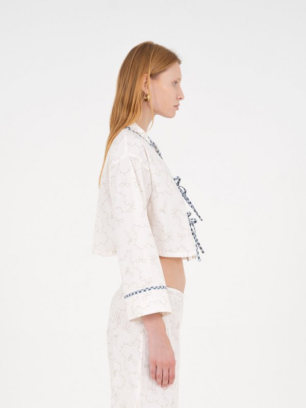 Cosmopolitan White Cropped Slow-printet skjorte