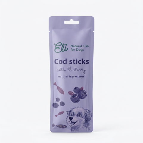 Dried Cod Sticks With Blueberries Natural Dog Treats 30 g