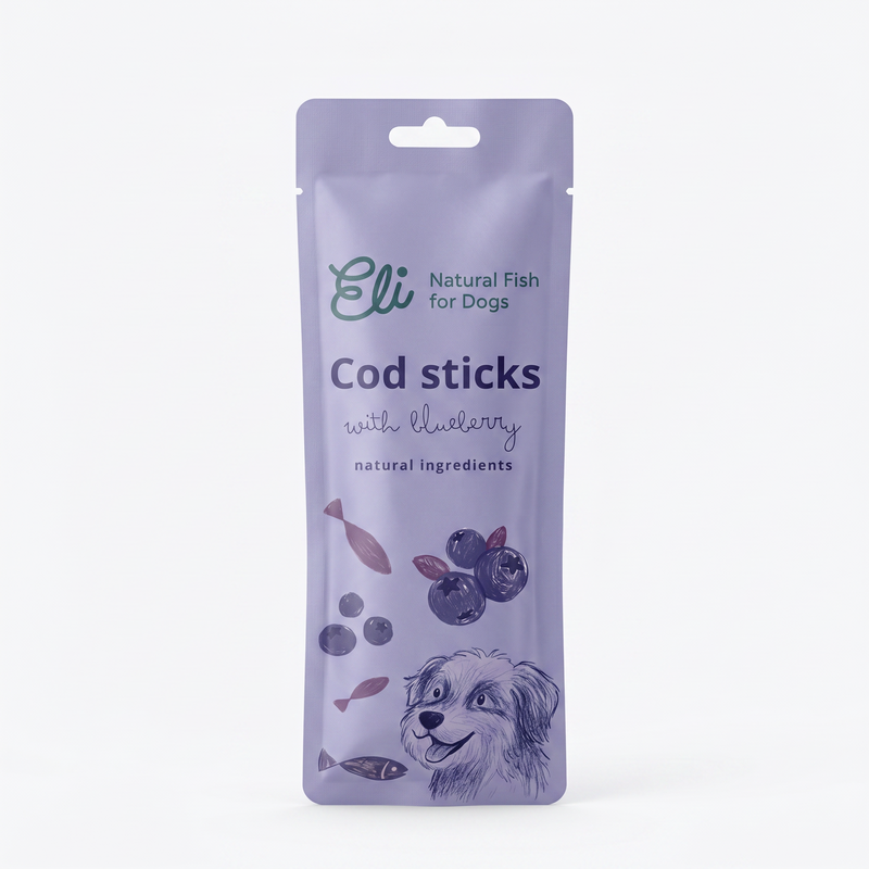 Dried Cod Sticks With Blueberries Natural Dog Treats 30 g