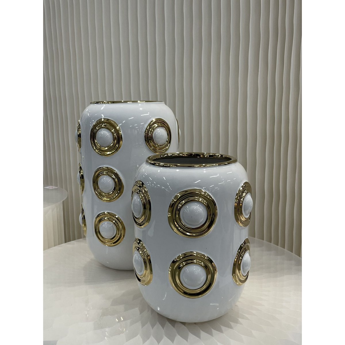 Vase doré à 2 cercles (CV11617-9WIT)