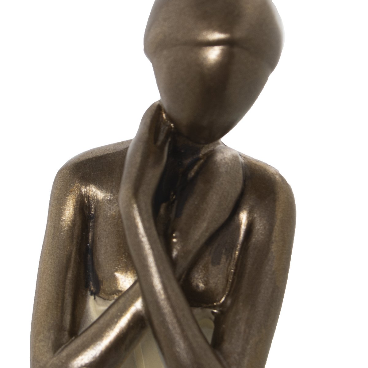 KREMOWA/ZŁOTA FIGURA TANCERKA Z ŻYWICY 14X11X34CM ST50402