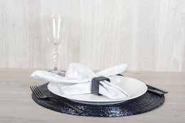 Conjunto de 4 rondas de perlas azul oscuro rectangular