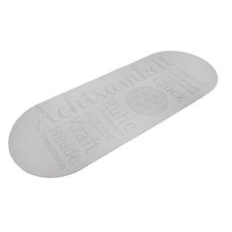 A gray yoga mat with the text "AchtsamZeit" printed on it. The mat appears to be 0.5 cm thick and is sold in a pack of 2.