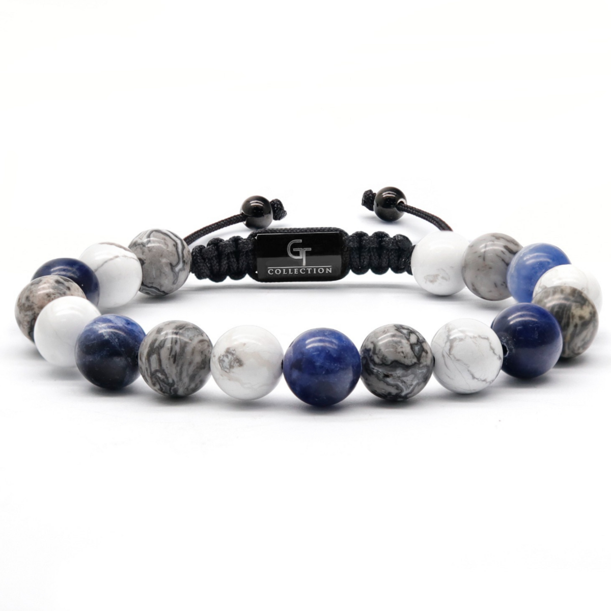 Bracelet perlé sodalite, howlite et jaspe pour hommes
