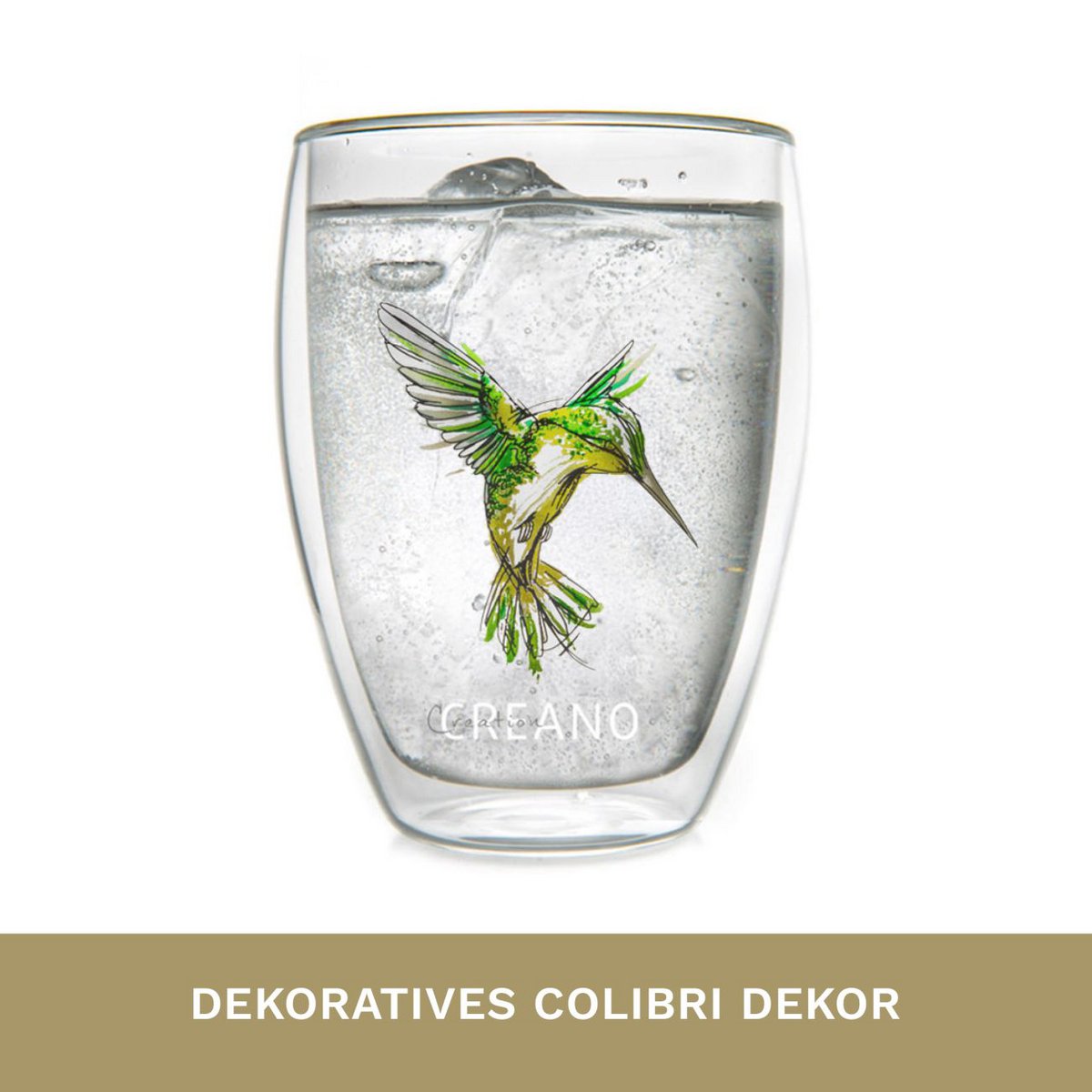Creano Doppelwand-Teeglas Kolibri 250ml grün Geschenkbox