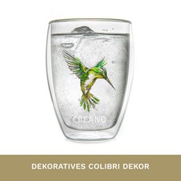 Creano Doppelwand-Teeglas Kolibri 250ml grün Geschenkbox