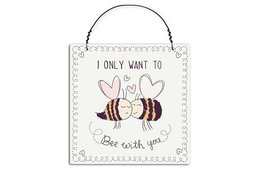 Targa in metallo Bee with you 20x20 cm