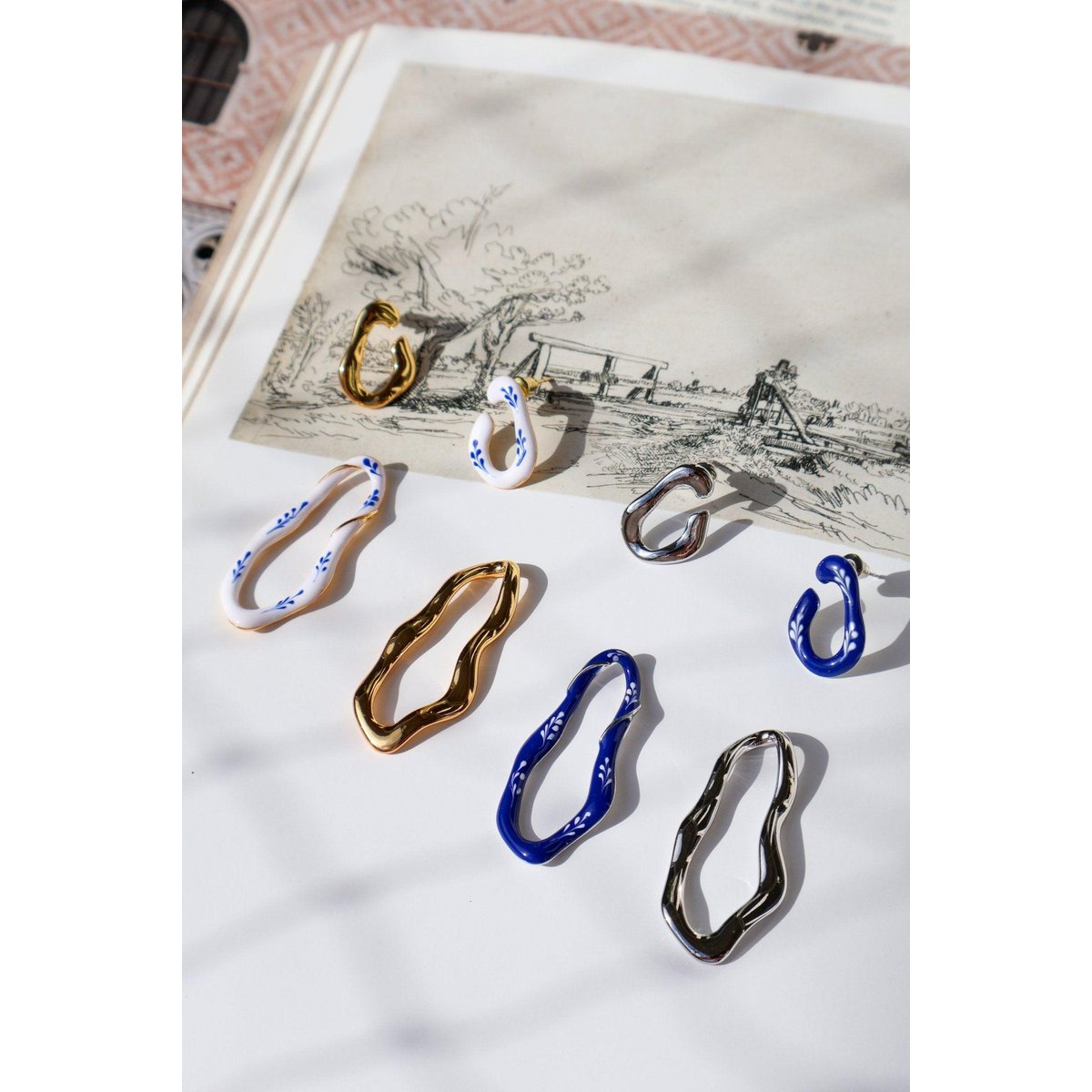 Varia Enamel 2-in-1 Earrings — Blue & Silver