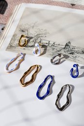 Varia Enamel 2-in-1 Earrings — Blue & Silver