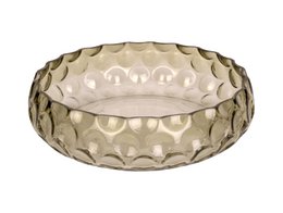 Large decorative bowl with speckled chocolate brown or moss green finish, featuring a textured, faceted design.