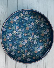 Decorative Tray | Vegan Round Serving Floral Dia | Leather