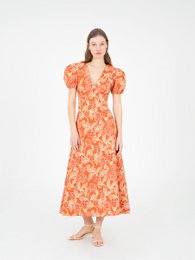 Eros orange kjole med blomsterprint