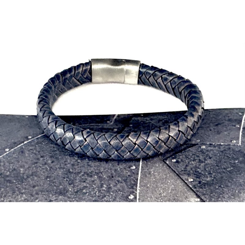 Heren armband gevlochten leer jeans