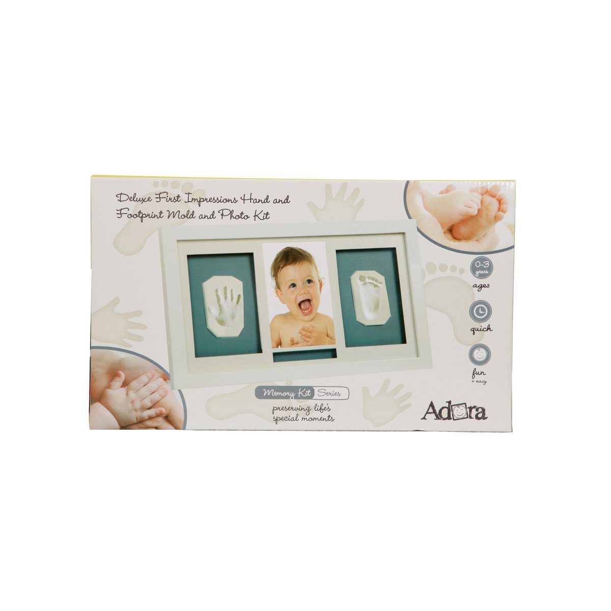Adora Horizontal Frame – Photo & 2 Baby Hand/Footprints, Large