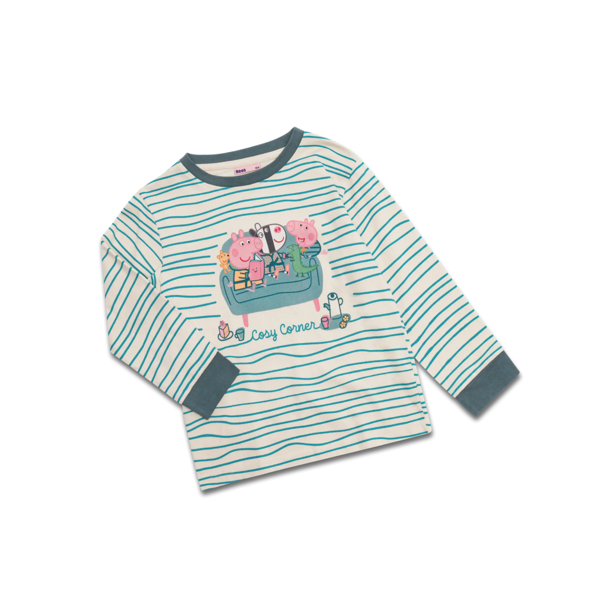 koaa – Peppa Wutz « Cozy Corner » – T-shirt à manches longues vert/beige