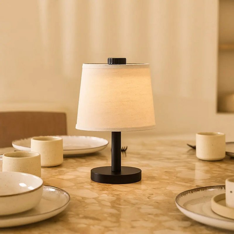 Rover zwarte houten oplaadbare lamp