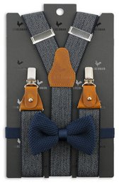 Sir Redman suspenders combi pack Herringbone pattern blue