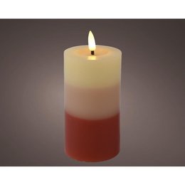 Tall, cylindrical LED candle with a gradient effect in beige and red colors.