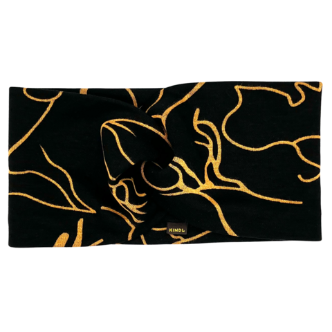 Twist Headband - Gold & Black, Ponte Jersey