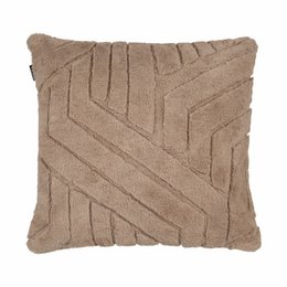  Taupe-colored cushion with abstract line pattern, measuring 45x45cm, suitable for use as a decorative accent piece.