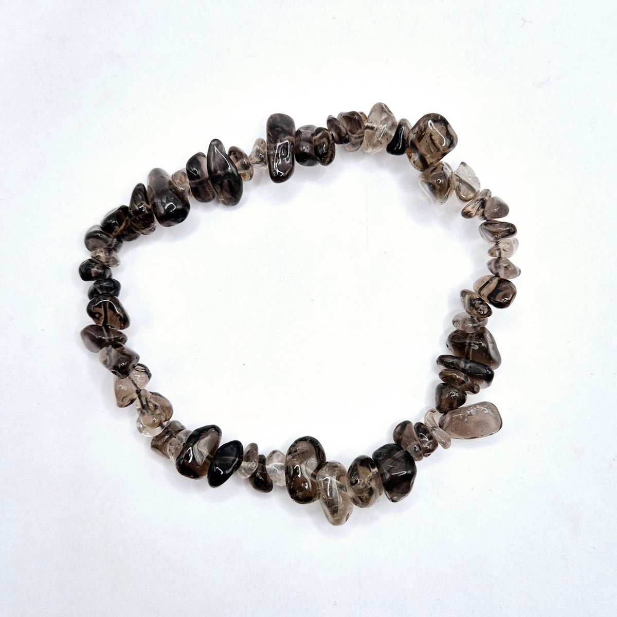 Bracelet en quartz fumé avec pierres précieuses en cristal / éclats de quartz fumé - 19 cm