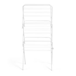 Rayén | Vertikale Wäscheleine, einfach zusammenklappbar, 14 m Trockenfläche, mit Beinverriegelungssystem, mit rutschfesten Stoppern, 61 x 138 x 44,5 cm
