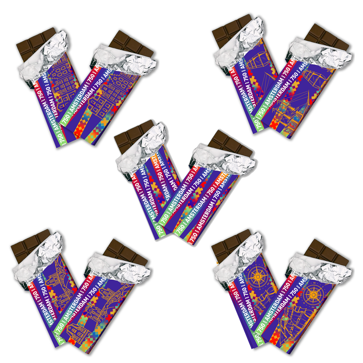 Socola chocolade 100 gram tabletten Amsterdam 750 "ASSORTI" (5x4pcs)