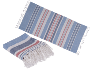 Weiß/blau/rot gefärbtes Fouta-Handtuch (für Sauna &,
