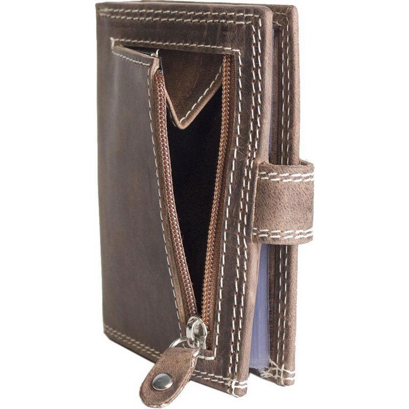 Chanthohoder impara il supporto per carta di credito RFID in pelle anti -skim con zip vintage