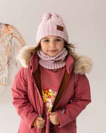 Cappello Merino Lavorato A Maglia Intrecciato Rosa Chiaro
